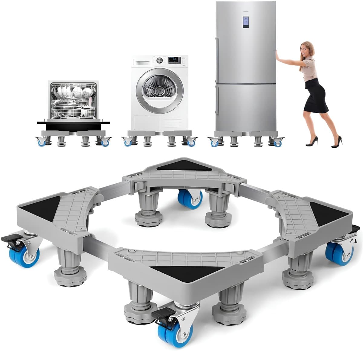 LNM® Wasmachine Verhoger - Wasmachine Onderstel - Wasmachine Sokkel - Grijs - 41cm x 41cm x 13cm — afbeelding 1