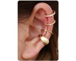 4 stuks Ear Cuff 14K Gold Clip Oorbellen Ear Cuff Earclips Dames Zonder Gepiercede Oren Fake Helix Kraakbeen Oorbellen Fake Piercing Ear Clip Zilver