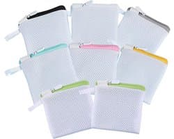 8 delicate mini-wasmachine-tassen, toilettas van net, kleine waszak van fijn mesh, polyester, opbergzakken van honingraat