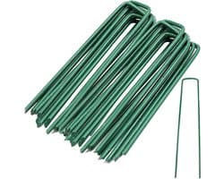 Tuingrondankers - Haringen nietjes - Buiten bevestigen - Roestwerend staal - 15 cm 20 stuks - Groen