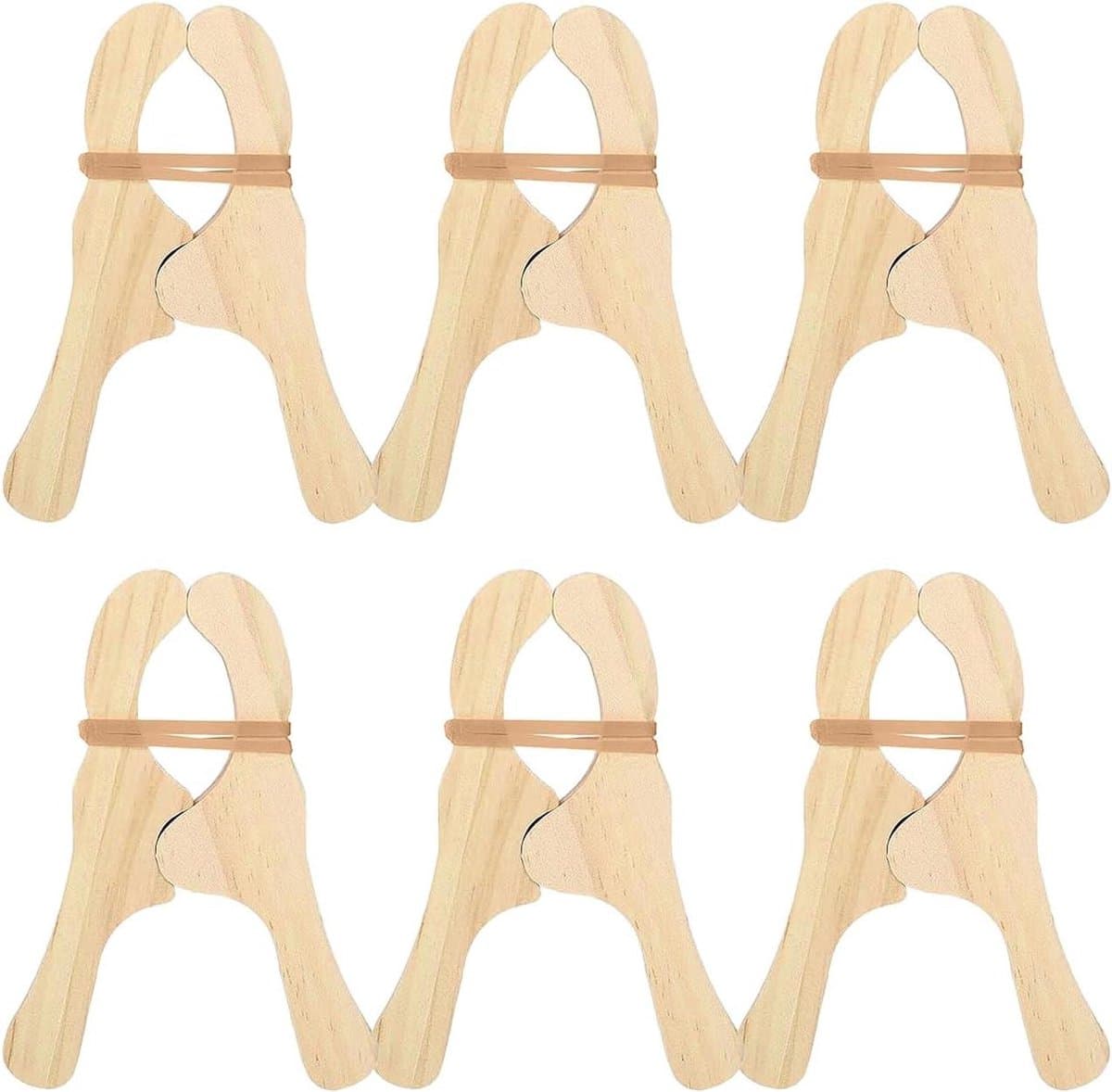 Houten Wasknijpers - Kledingknijpers Hout - Drogen van Stoffen - Robuust Natuurlijk Hout - 6 stuks - Niet gespecificeerd — afbeelding 1