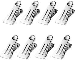 Wasknijpers Roestvrij Staal - Kledingklemmen Hangers - Kleding Drogen - Antislip Grip - 8 stuks - Wit