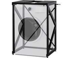 Wasmachine Ombouw - Opbouwmeubel Rek - Ruimte Besparen - Verstelbare Breedte - 72-84 cm Breed - Zwart