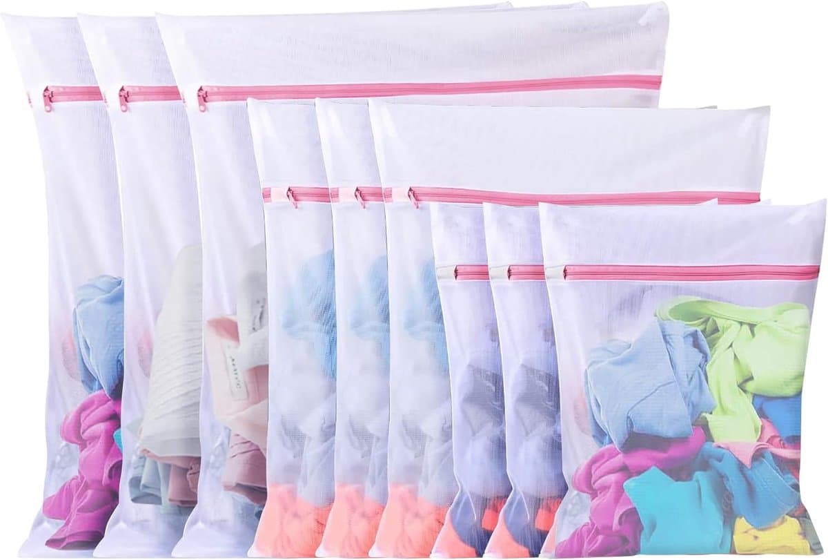 SnelShoppen - 10-delige Wasnet Set voor Wasmachine - Grote Mesh Waszakken voor Kleding, Shirts, BH's, Sokken, Schoenen, Sweaters, Babykleding - 3 Mate — afbeelding 1