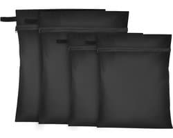Thijox - Wetbag Zwarte Herbruikbare Opbergzak - 4 Stuks Waterdicht, Vuilafstotend, Waszak, Reizen, Eenvoudig Op Te Bergen (50x40, 40x28 cm)