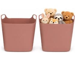 Excellent Houseware Flexibele emmer - 2x - oudroze - 15 liter - kunststof - vierkant - 37 x 30 cm