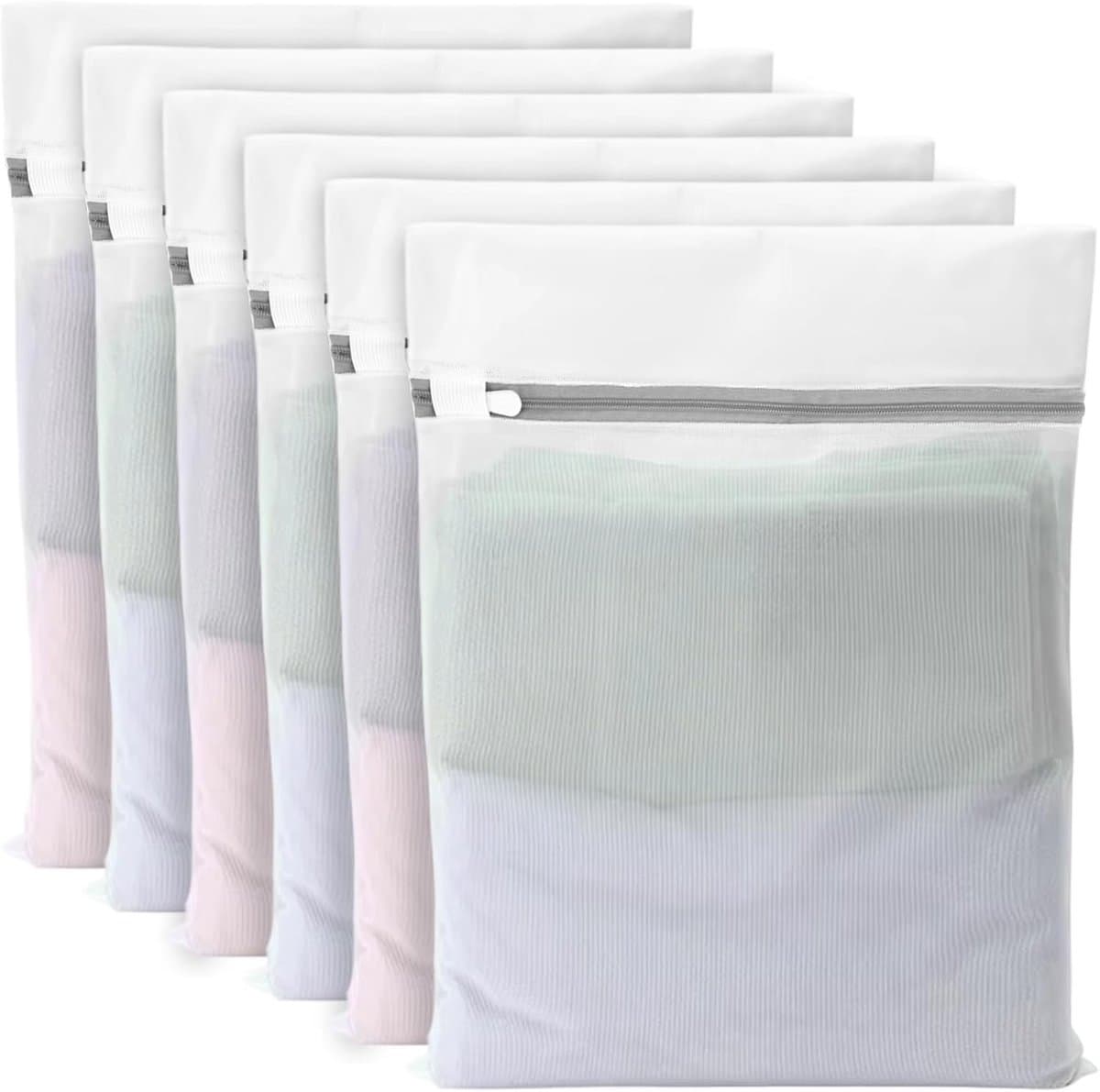 Wasnetjes met ritssluiting - Wit - 40 x 30 x 1 cm - Polyester Waszak voor Fijne Was — afbeelding 1