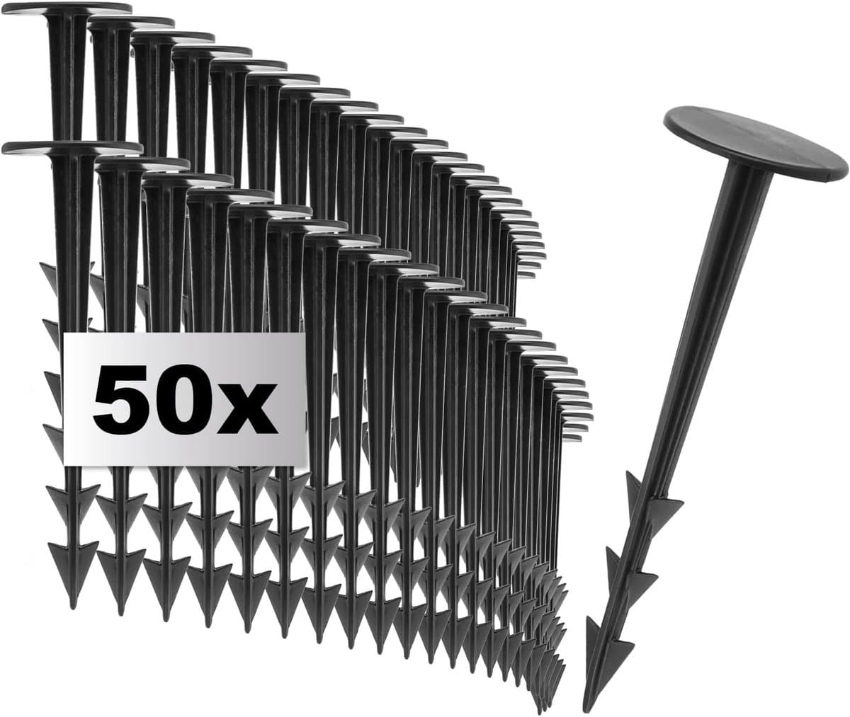 Grondpinnen 50 x - Kunststof grondankers - Stevige grip - Voor onkruiddoek en tuinbedekking - SnelShoppen — afbeelding 1