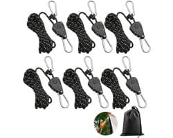 SnelShoppen - 6 Pcs Ratchet Tent Tension Ropes 4m met Kabelspanner - 1/8 Inch Winddichte Touw met Haken - Perfect voor Camping en Outdoor Activiteiten