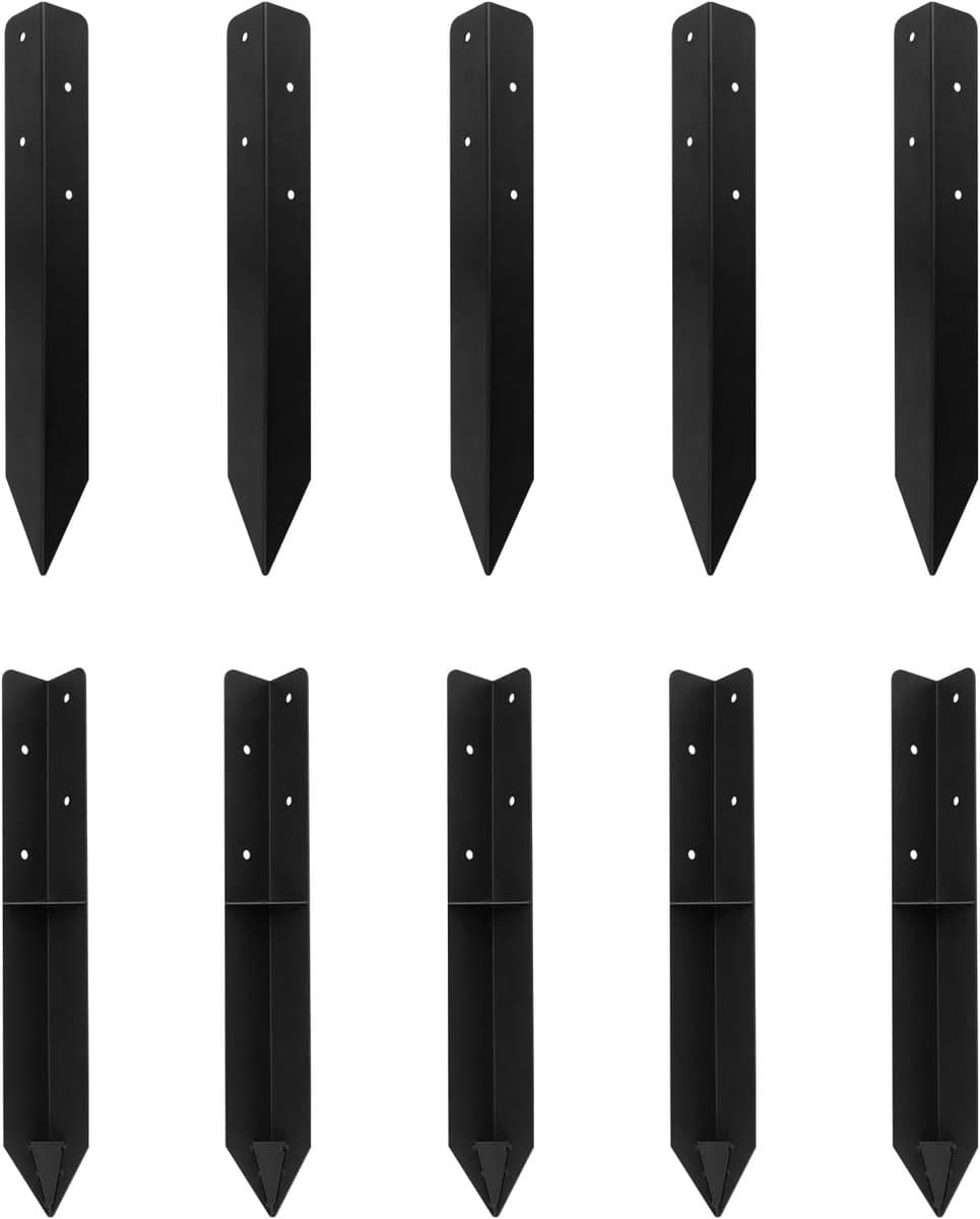 Grondankers - Zwart - 4,5 x 42 cm - Stalen Hoekanker Set van 10 voor Tuininstallaties — afbeelding 1