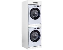Interlink Lifestyle Studio Flow Wasmachinekast voor Wasmachine en Droogkast - Wit - Uitschuifbaar Werkblad - 67 x 68 x 208 cm