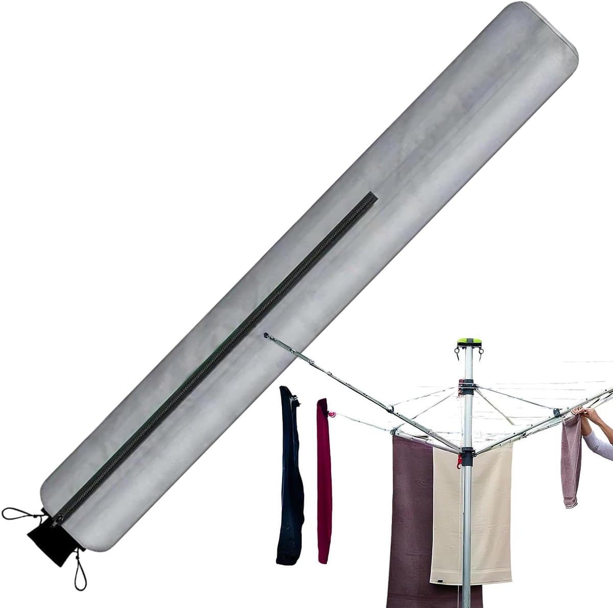 Droogmolenhoes Beschermhoes - Kledinglijn Cover - Buitenbescherming - Waterdicht Ritsontwerp - 165 cm - Zilver — afbeelding 1