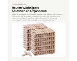 Houten Wasknijpers 300 Stuks - Berkenhout - 7,2 cm - Knijpers voor Knutselen - Decoraties - Hoge Kwaliteit
