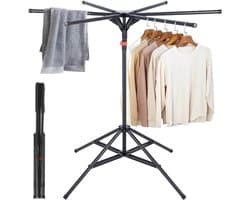 Droogrek - Wasrek - Kleding Drogen - Inklapbaar - 170 cm Hoog - Zwart