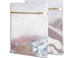Waszakken voor de wasmachine - Set van 2 wasnetten met gouden rits voor sweaters, shirts en ondergoed (30 x 40 cm) - Ideaal voor reis en organisatie