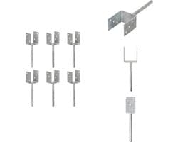 vidaXL - Grondankers - 6 - st - 8x6x30 - cm - gegalvaniseerd - staal - zilverkleurig