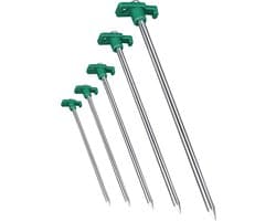24x anti-roest rotsgrondpennen groen-zilver Ø 07 cm 25 cm lengte - gegalvaniseerd staal - bevestiging in de grond