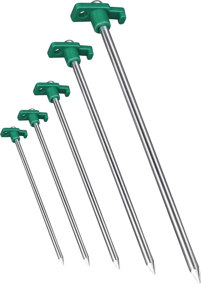 24x anti-roest rotsgrondpennen groen-zilver Ø 07 cm 25 cm lengte - gegalvaniseerd staal - bevestiging in de grond — afbeelding 1
