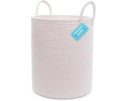 Wasmand Witte Grote Opbergmand - Deken Mand - Baby Wasmand - Opslag van geweven mand - Strijkmand - Speelgoed Opbergmand - Katoenen Touwmand - Vuile Kleren Mand - Afmetingen 38x45cm wasmand