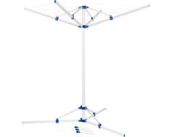 Droogmolen met Voet voor Camping & Thuis - Wasrek Staand - Droogrek Inklapbaar - Wit met Blauw