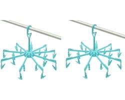 2x stuks droogcarrousel/droogmolentje met 18 knijpers - Droogrek/Droogmolen/Wasrekje