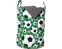 New Bed, Opbergmand kinderkamer Voetbal Sport Motief met Handvatten en Koordsluiting, Speelgoedmand kinderen - Speelgoedkist- Wasmand Kinderkamer - Wasbox - 33 x 48 cm