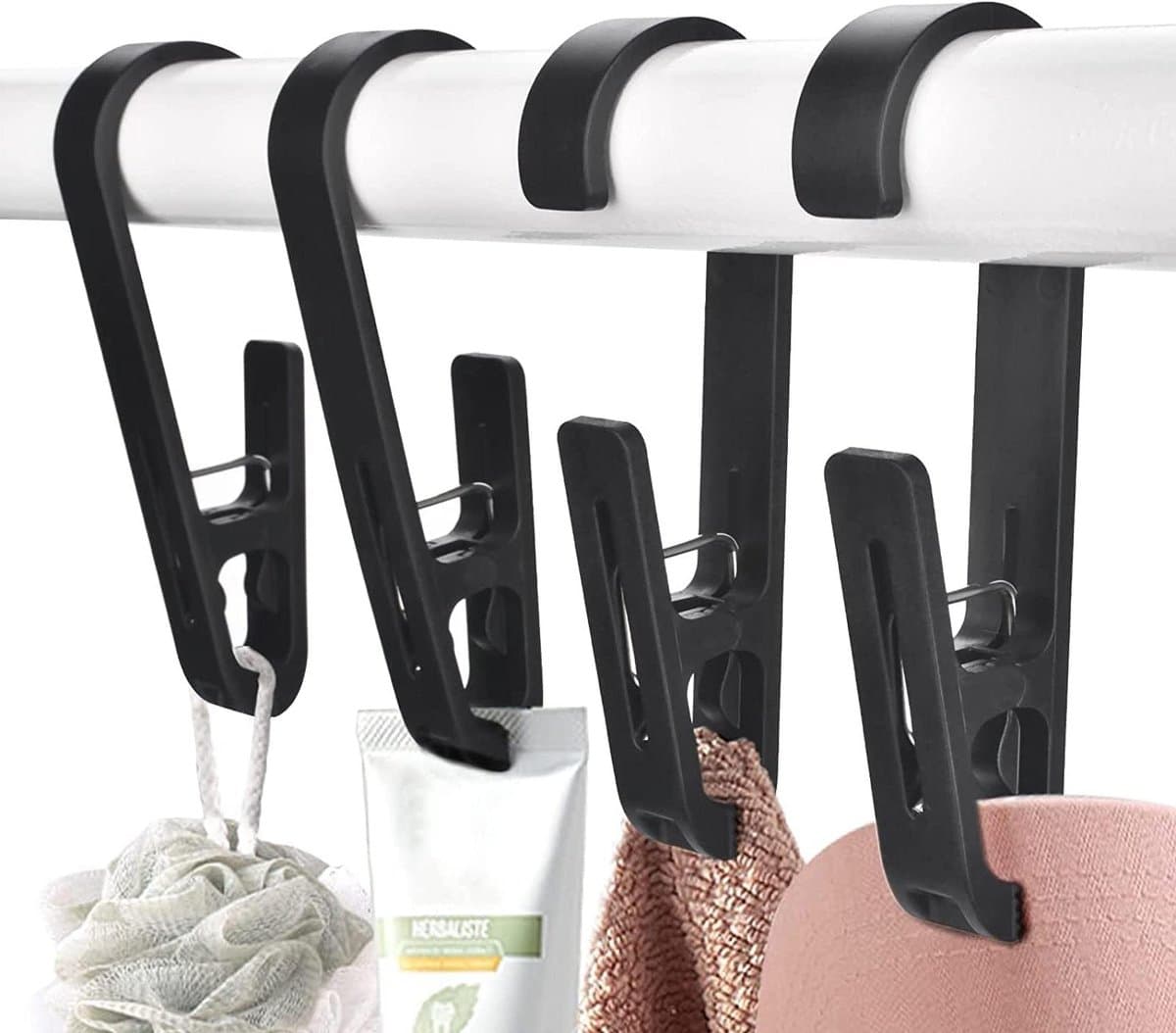 Wasknijpers met Haken - Kleding Clips - Kleding Drogen - Winddicht Ontwerp - 4 Stuks - Zwart — afbeelding 1