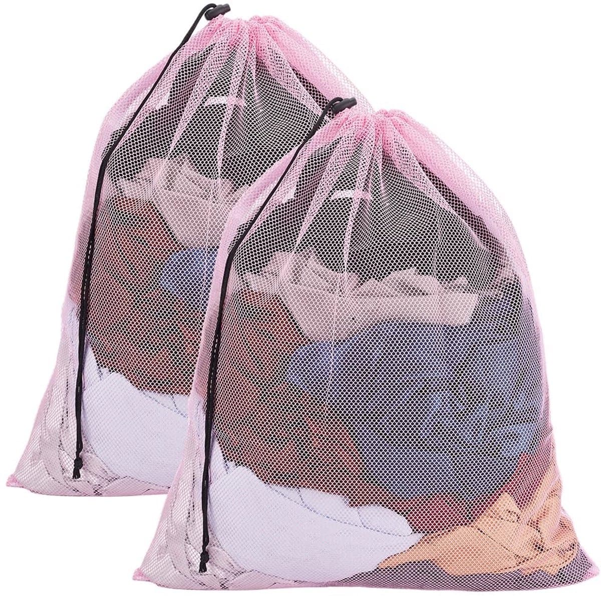 Solidchoice - 2 Stuks Mesh Waszakken met Trekkoord 62x49 cm — afbeelding 1