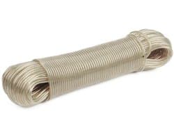 JHUBERS- Waslijn 50 Meter - UV-bestendig - Stabiele Staaldraad - Onderhoudsvriendelijk - Reiswaslijn - Transparant PVC - Wasdraad
