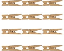 Houten Mini Knijpers - Kleine Klemmen - Knutselen Foto's - Natuurlijk Hardhout - 3.5cm 50 Stuks - Houtkleur