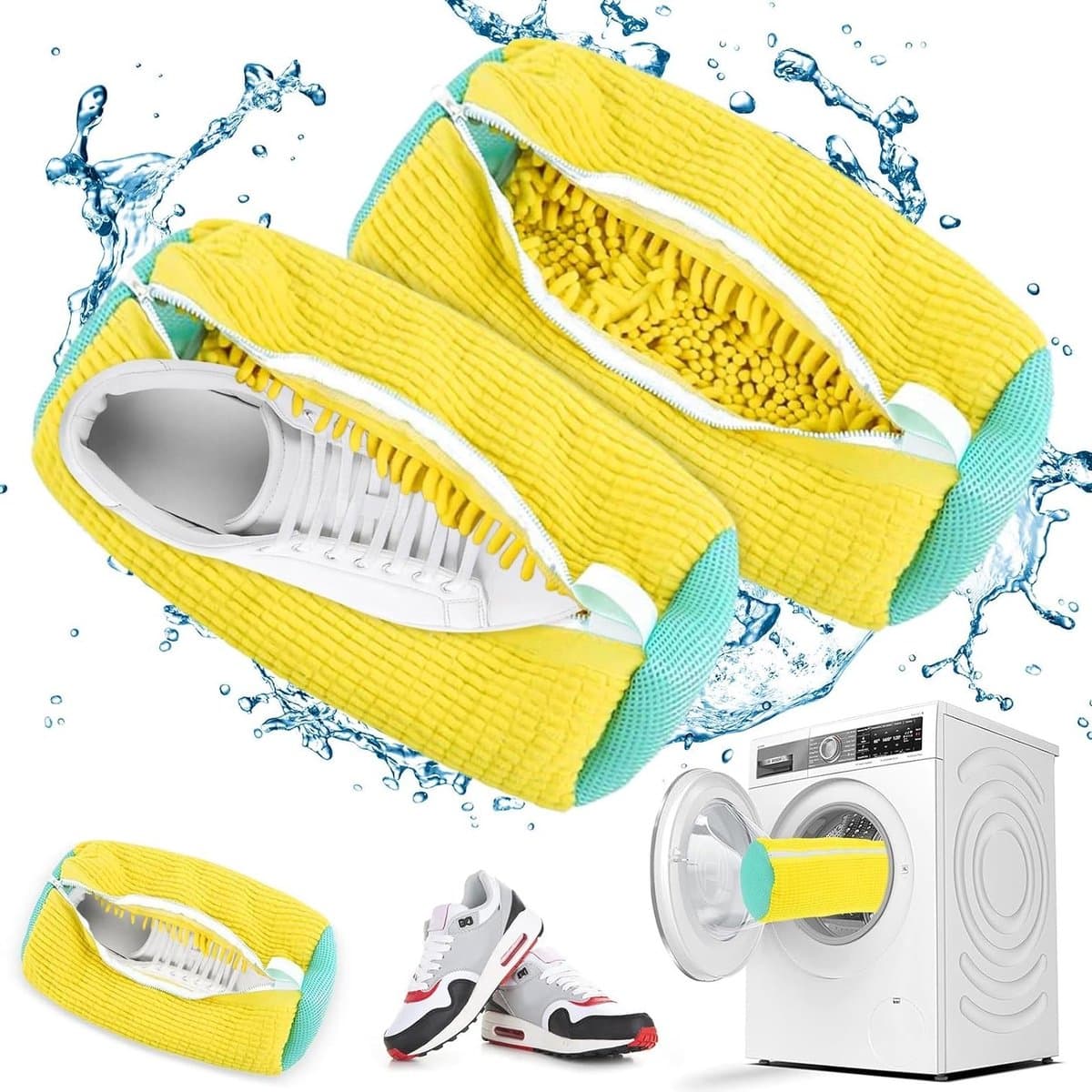 Set van 2 microvezel waszakken voor schoenen, geschikt voor de wasmachine, met rits voor optimale reiniging en bescherming van je schoenen — afbeelding 1