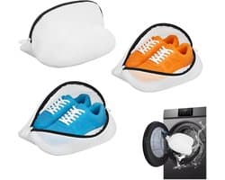 Allecto - Set van 3 schoenwaszakken - Herbruikbare waszak - Bescherm je schoenen beter - Wit - Geschikt voor sportschoenen - Ideaal voor sokken en ...