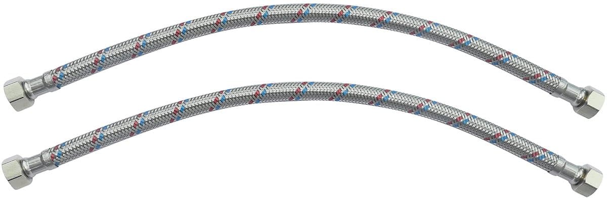 Dailygoods- Aansluitslang Set van 2 - Flexibele Waterslang 400 mm - 3/8" Vrouwelijk - Sanitaire Verbinding - Gevlochten Staallaag - Maximale Druk 1MPa — afbeelding 1