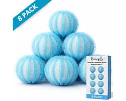 Boncy® Drogerballen 8 stuks Blauw - Droger Ballen Haarverwijderaar voor Wasdrogers & Wasmachine - Haarvanger Wasbollen - Anti Haar Droogballen - Wasdrogerballen - Wasballen Pluizenverwijderaar Huisdieren Wasmachine Pluis Wasbol