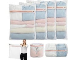 Set van 6 Grote Waszakken voor de Wasmachine, Meerdere Maten, Duurzame Wasnetten met Rits voor Fijne Was, Ondergoed, Sokken en Kleding