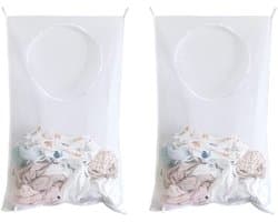 Allecto Hangende Wasmand voor Deur - Waszak Organizer Slaapkamer Badkamer - 2 Stuks - Wit - Geschikt voor Opbergen Kleding, Speelgoed, Handdoeken