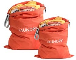 Allecto - Waterdichte Reiswaszak - Opvouwbare Vuile Waszak - 2 Stuks - Oranje - Wasopbergtas - Voor Thuis en Reizen - 2 Maten