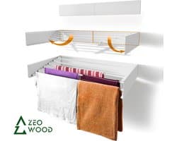Zeo Wood® - Wanddroogrek Inklapbaar 70 cm - 3.5 m Drooglengte Wit