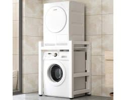 Wasrek Organizer - Boven Wasmachine Kast - Badkamer Opbergen - 3 Niveaus Verstelbaar - 75 x 65 cm - Wit