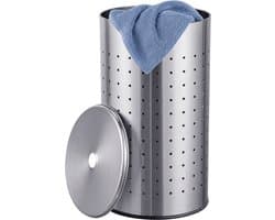 Wasmand met deksel - 42 l - rvs - zilver — afbeelding 1