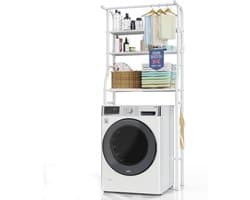 Wasmachine Opbergplank - Wasrek Boven Wasmachine - Wasruimte Organiseren - 3 Laags Ontwerp - 68 x 25 x 165 cm