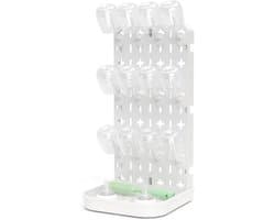Multifunctioneel Droogrek voor Babyflessen - Afneembare Flessendrogerhouder met 12 Haken en Lade