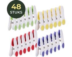Gandria Wasknijpers 48 Stuks - Kunststof Wasknijpers - Set van 48 Plastic Knijpers - Wasrek Knijpers 10 Kg - 4 Kleuren