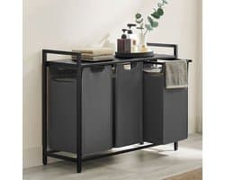 Wasmanden Met Plank Polly | Drie Compartimenten | 92,5 X 33 X 72 Cm | Grijs - Vasagle - Wasmanden - Antraciet - Stof; Metaal — afbeelding 1