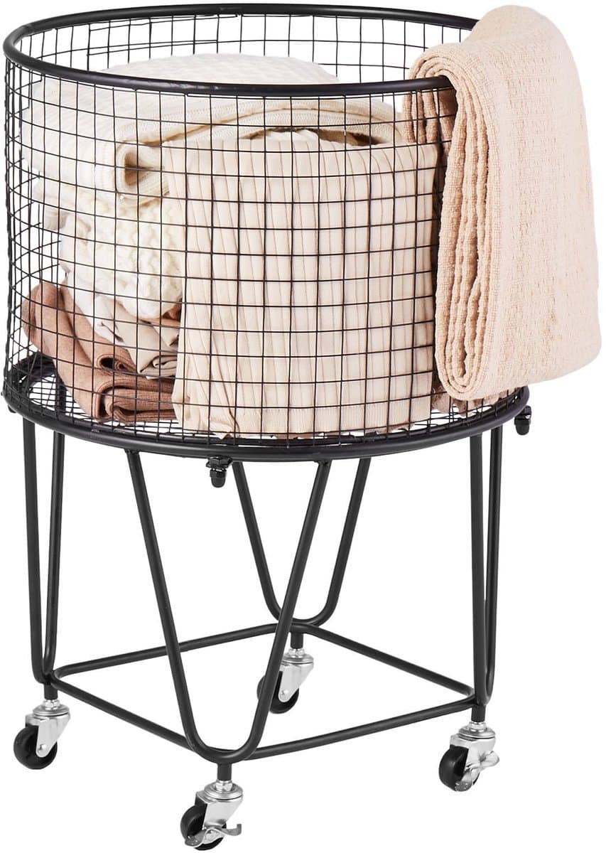 Wasmand op wielen - Rond model - Inhoud 40 liter - Draagvermogen 27 kg - Zwenkwielen 360° - Koolstofstaal — afbeelding 1