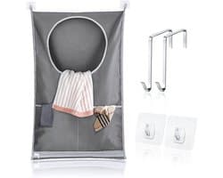 Stunq® Waszak voor deur met zuighaken en roestvrijstalen haken - Ruimtebesparende wasmand