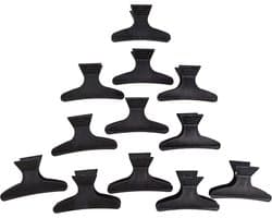 Afscheidingsklemmen vlinder – haarklemmen voor kappers, haarspelden, kappersbenodigdheden, klemmen, haarkniphulp, haarclips – 12 stuks, zwart, 8 cm