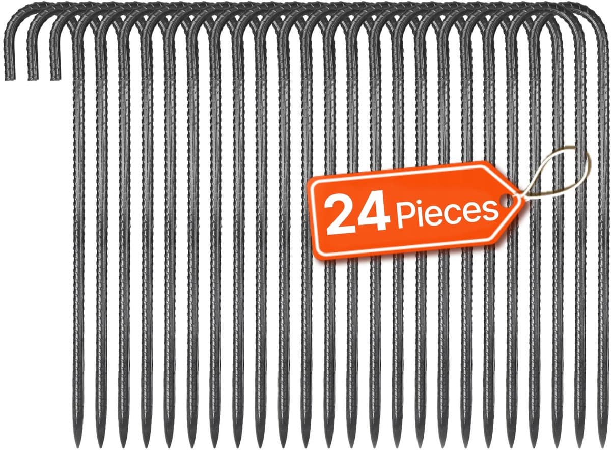 Grondankers - J-vorm tentharingen - Lengte 40,6 cm - Diameter 10 mm - Gegalvaniseerd staal - Voor tenten, luifels, trampolines - 24 stuks — afbeelding 1