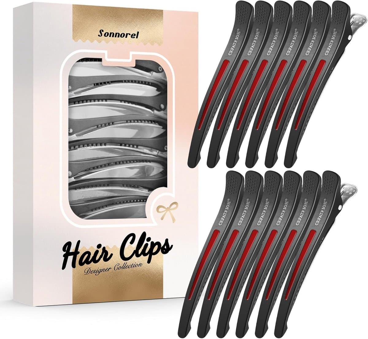 Set van 12 Professionele Haarspeldjes voor Kappers en Thuisgebruik met Antislip Siliconen Band — afbeelding 1