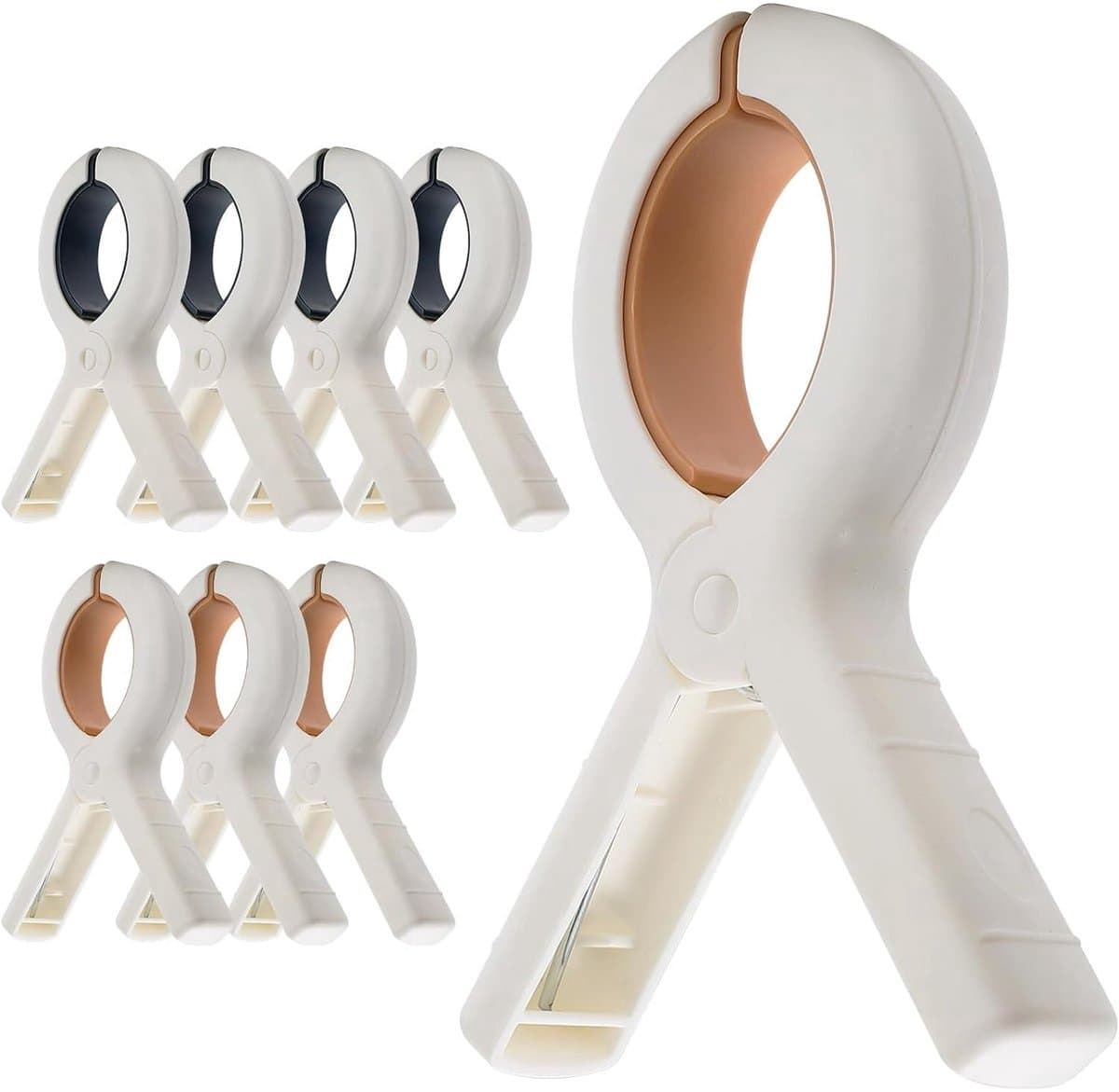 Extra grote handdoekclips voor op het strand (8 stuks), 13 cm (5,1 inch), duurzaam en stevig, geschikt voor strandstoelen, ook te gebruiken om kleding vast te zetten, kaki en blauw. — afbeelding 1